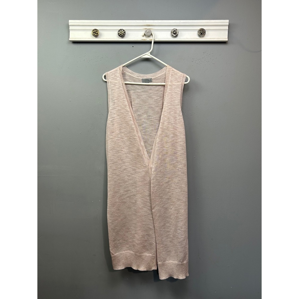 JOSEPH A Cardigan Womens Medium Pink Knit Sleeveless Long Cardigan Vest Duster